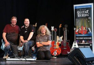Phil Walker of "Guitar Heroes...the Ultimate Guitar Show" with Lars Mullen and Guy Mackenzie.